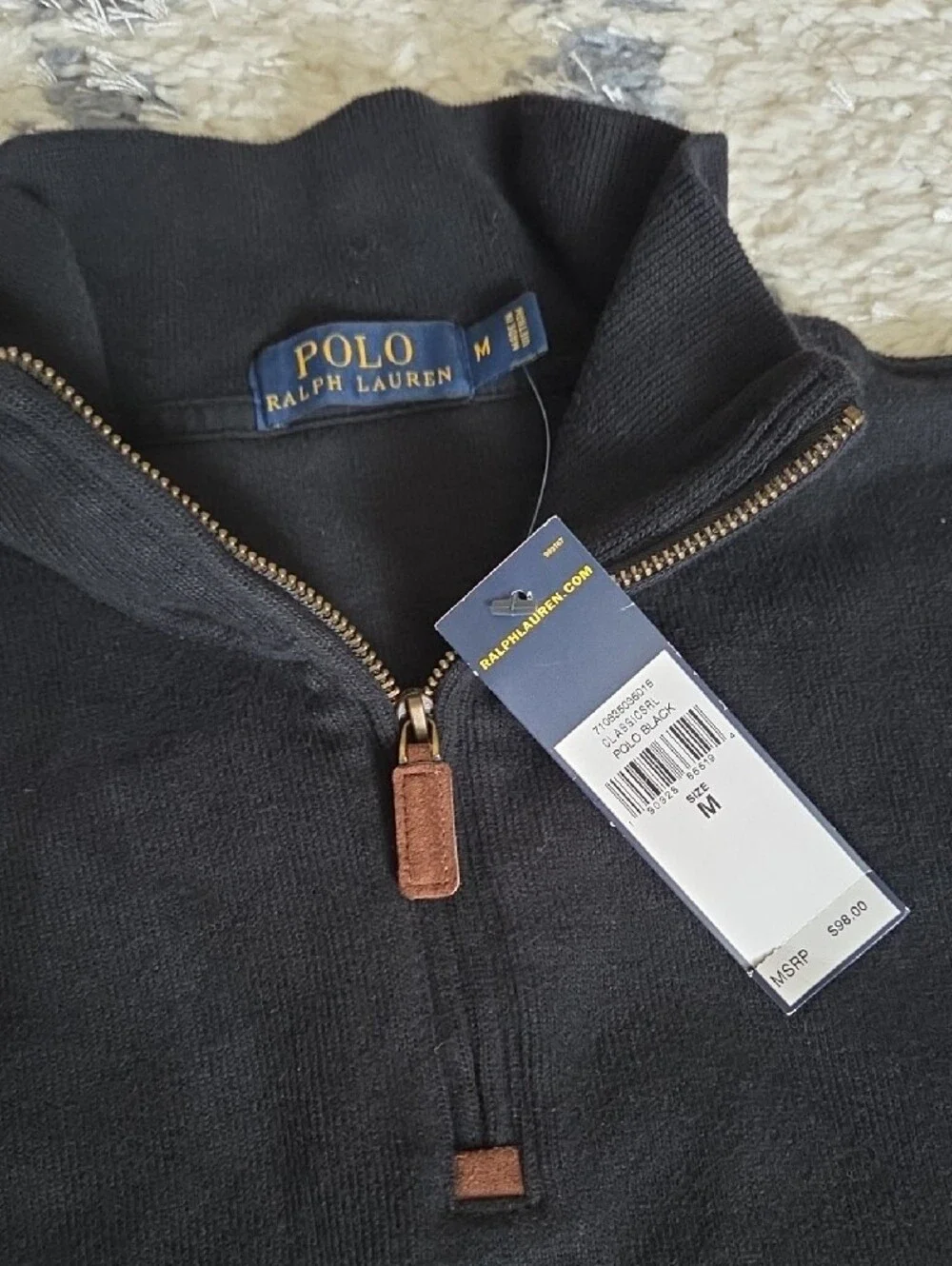 Polo by Ralph Lauren Black Quarter-Zip Pullover with Red Pony